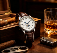 Montre mécanique automatique pour homme avec affichage des phases lunaires, bracelet en cuir véritable, montre-bracelet pour affaires
