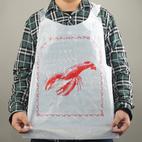 Apron Plastik Sekali Pakai dengan Logo Custom Grosir, Bib Plastik Lucu Sekali Pakai untuk Kepiting, Lobster, dan Udang untuk Dewasa