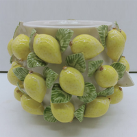Fait à la main Vintage nouvel an maison Festival décor en céramique jaune citron fruits forme Vase pour la décoration de Table
