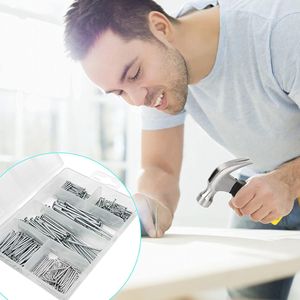 Drywall Nails Set 376pcs With Claw Hammer Iron Round Nails For Woodworking And Home Repair - Product Image 3