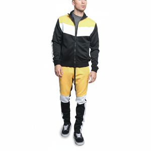 Vente en gros Mode Survêtement à fermeture éclair à manches longues Ensemble de vêtements de sport Gym Fitness respirant 2 pièces pour hommes - Product Image 1