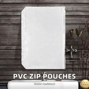 Enveloppes à fermeture éclair A6/A5, pochette transparente en PVC imperméable pour documents, sacs de classement, organisateur de portefeuille carré pour l'école, l'argent et le budget, pratique - Product Image 2