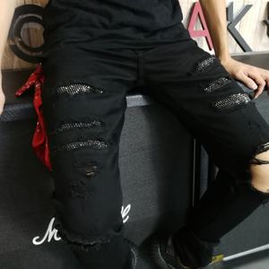 2019 Wholesale Custom <b>g</b> <b>String</b> Spray Jersey With Jeans Skinny Ripped With Rhinestone <b>Mens</b> Denim Jeans Pants <b>Men</b> Hecho En China - Product Image 4