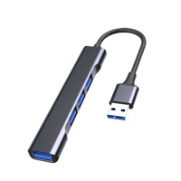 Hub USB Tipo-C Portátil de 4 Puertos, Materiales de Nailon y PVC, Divisor Multifunción para Transferencia de Datos, Escucha de Música y Lectura de Discos Duros