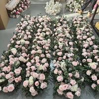 Pabrik Grosir IFG Rangkaian Bunga Mawar Putih Elegan Sutra 10 kaki dan Bunga Sakura untuk Lorong Pernikahan