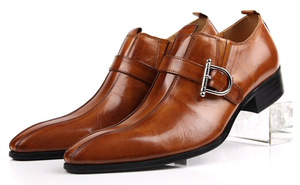 Business Casual Men's Thick Soled High <b>Heeled</b> Leather Shoes Loafers Shiny Leather Formal Wedding Men's Shoes - Product Image 3