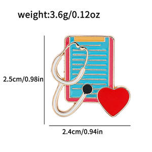 Новое поступление, медицинская серия, металлический значок, аксессуары для ухода за зубами, стетоскоп, медицинская трубка, зубная щетка, металлический штифт - Product Image 4
