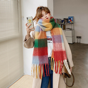 Écharpe longue arc-en-ciel d'hiver pour femmes, populaire sur Instagram, mignonne, pour étudiantes, tout-aller, épaissie, à carreaux, respirante, séchage rapide - Product Image 6