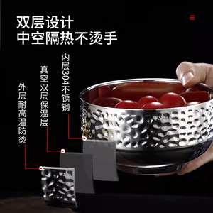 Tazón Aislado Estilo Coreano, Acero Inoxidable 304 de Doble Pared, Diseño de Diamantes, para Ramen, Fideos Fríos, Kimchi, Uso Doméstico - Product Image 4