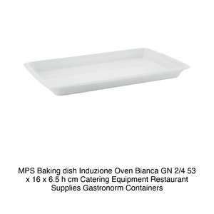 Bandeja para hornear MPS, apta para horno de inducción, blanca, GN 2/4, 53 x 16 x 6.5 h cm, equipo de catering, suministros para restaurantes, recipientes gastronorm - Product Image 2