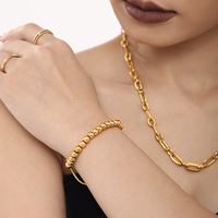 Gelang Manik Baja Kecil 4mm, Gelang Berlapis PVD Baja Tahan Karat