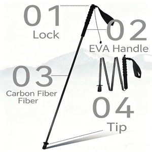 Bâtons de randonnée pliables en fibre de carbone OKHEALING |   Conception télescopique et pointes en acier tungstène |   Poignée en EVA - Product Image 3
