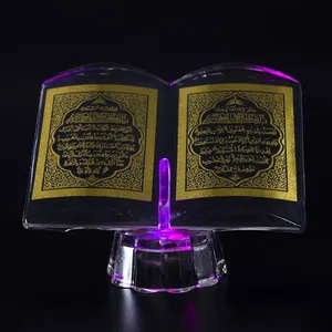 Customized Muslim religious souvenir gift decoration with engrave selling Quran book crystal book