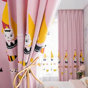 Curtain Supplier Lovely Cartoon Girl Pink Cat Embroidered Curtains Bedroom Bay Window Blackout Curtain For Children's House