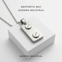Ensemble de bijoux en acier inoxydable personnalisé, directement de l'usine, motif vis industrielle, comprenant bracelet jonc, collier pendentif, bague et boucles d'oreilles clous