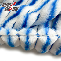 Kingcason Bleu Blanc Fil Teint en Masse Fabricant Chinois Chaud 100% Polyester Imprimé Jacquard Rayé Faux Fourrure de Lapin pour Drap de Lit