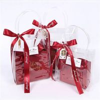Offre Spéciale Logo personnalisé PVC sac fourre-tout transparent à la mode bonbons motif étui à fermeture éclair clair Shopping étui à cosmétiques