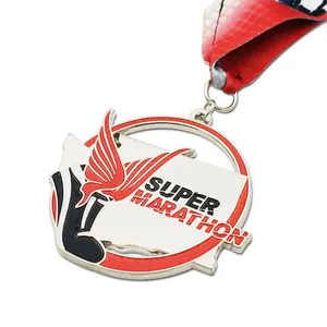 Produsen medali grosir Zinc Alloy Metal Medalla medali lari olahraga kustom besi Super maraton