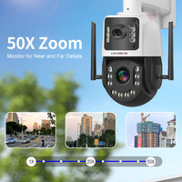 Caméra de sécurité extérieure LS VISION 2K à 2 objectifs 4G solaire AOV PTZ avec zoom 50X, boîtier métallique, détection IA, suivi automatique, vision nocturne, IP66