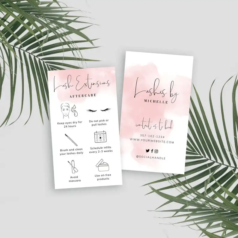 Small Business Thank You Cards Upload Your Own Artwork Pink Diy Lash Extensions Card Lash Instructions Card