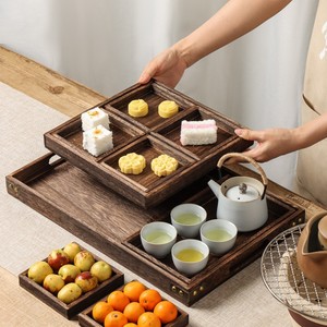 Chinese-style wooden <b>tray</b> for brewing <b>tea</b>, snacks, afternoon <b>tea</b>, pastries, fruits, and dried fruits. - Product Image 4