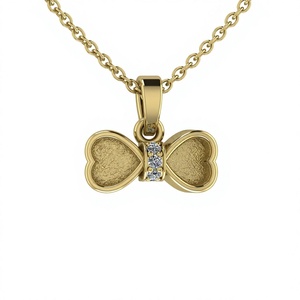 Colgante de Plata 925 Genuina de Alta Calidad con Baño de Oro de 22k, Diseño de Corazón y Lazo, Engaste de Zirconia Semi-Montado, para Cenizas y Resina - Product Image 1