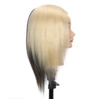 Tête d'entraînement en cheveux humains 100% résistants aux hautes températures pour le coiffage à chaud, accessoire professionnel pour coiffeur
