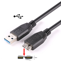 Kabel USB 3.0 Micro B Pengisian Data Kecepatan Tinggi 5Gbps untuk Hard Drive Eksternal SDD HDD