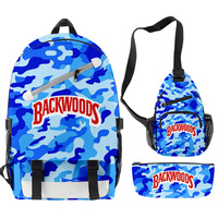 Nouveauté Sac à dos scolaire pour ordinateur portable de grande capacité, imperméable, entièrement imprimé, personnalisé, Cookie RAW Backwoods, ensemble 3 en 1