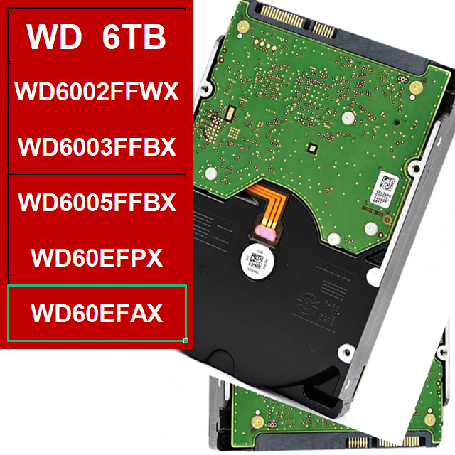 WD60EFAX 6TB NAS HDD 5400RPM SATA 6Gb/s 256MB Cache SMR 3.5" Internal Monitor Hard Drive for Network Storage Server Data Center