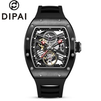 Montre Mécanique Automatique de Luxe, Boîtier Tonneau, Cadran en Verre, Cadeau d'Affaires, Accepte OEM ODM, Vente en Gros