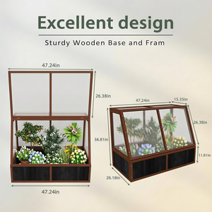Invernadero de Madera para Cultivo en Frío, Fácil de Montar, Estante Elevado de Madera Maciza para Plantas y Flores, Protección para el Hogar y el Jardín - Product Image 2