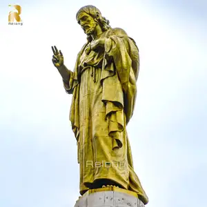 Gran Parque DE LA Iglesia al aire libre Escultura religiosa Tamaño real Estatua de Jesús de bronce