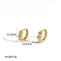Boucles d'oreilles en acier inoxydable plaqué or 18 carats, sans ternissement, avec marguerite en zircon cubique, tendance TikTok, par Fanhua Jewelry
