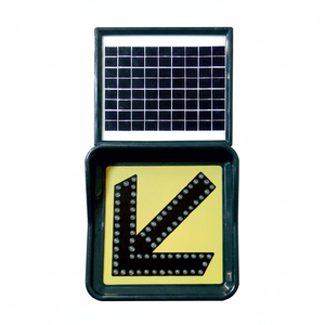 Solar-Powered Reflective Traffic Sign 40 X 40 cm 'Turn Left' Caution for Roadway 'Stop' Text - Product Image 2