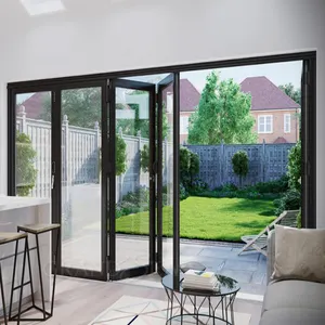 Grandsea 2024 Factory Direct Sale High Quality Patio Garden Door Aluminum Frame Folding Double Glass Entrance Door Waterproof