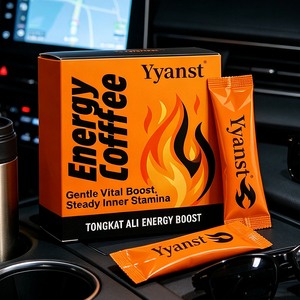 Café Energético Tongkat Ali de Marca Privada OEM, Impulso Vital Suave, Resistencia, 10g*10 Sobres, Caja con Diseño de Llama Naranja, Café Instantáneo - Product Image 4