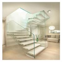 Escalier flottant intérieur sur mesure avec rampe en verre trempé pour villa, appartement résidentiel, décoration intérieure, escalier flottant