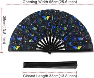 Abanico Plegable Grande con Diseño de Mariposa y Ojo de Luna Arcoíris, Reactivo a la Luz UV, Ideal para Festivales y Fiestas - Product Image 3