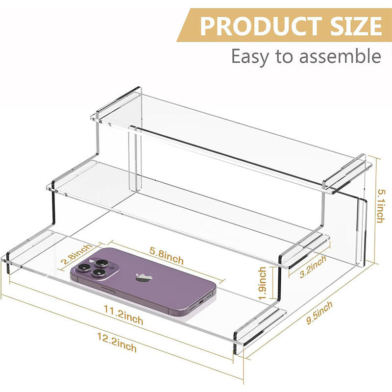 3 Tier Easy Assemble Clear Acrylic Desktop Display Risers Organizer ...