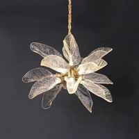 Lustre suspendu moderne de luxe en aluminium LED en forme de feuille pour salon, salle à manger, escalier, villas, lustre personnalisé en forme de branche