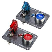 Panneau de commutateur d'allumage 2 en 1 DC 12V, bouton poussoir de démarrage du moteur de voiture pour voiture de course et moto