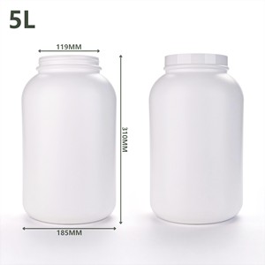 Contenitore in HDPE Bianco da 5L per Proteine Isolate del Siero di Latte, Barattolo Cilindrico Classico in <span class=keywords><strong>Plastica</strong></span> con Tappo a Vite - Product Image 6