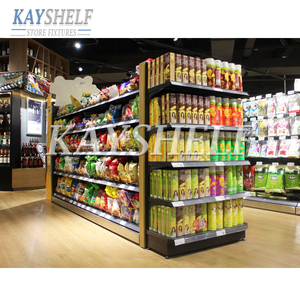 Le double supermarché dégrossi commercial rayonne le rayonnage noir de gondole de support - Product Image 5