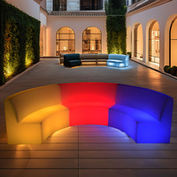 Canapé LED incurvé lumineux, siège d'angle étanche à couleurs changeantes, canapé modulaire pour hall d'hôtel, bar, club, mobilier de gros