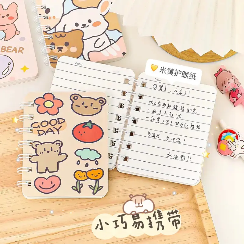 2022 Kids Gift School Supplies Funny Kids Diary Cartoon bear Note book exercise book mini notebook 2776