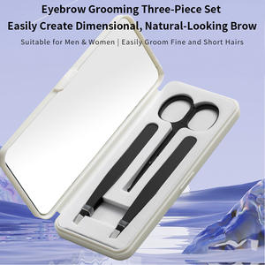5点セット多機能美容ケアハサミ＆ピンセットセット-斜め先端右利き用眉毛用 - Product Image 1