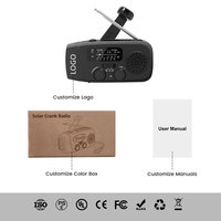 Radio AM/FM d'urgence extérieure avec lampe de poche solaire et à manivelle Conception portable Fonction de batterie externe en matière plastique