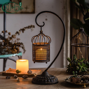 Farol de Escritorio de Hierro Forjado Calado Blanco A2501, Decoración Navideña, Candelabro Retro Francés - Product Image 2