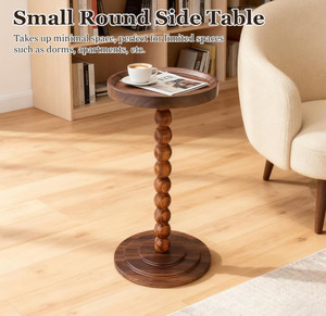 Estante Auxiliar Redondo Pequeño de <span class=keywords><strong>Madera</strong></span> de Nogal de Alta Calidad para Espacios Pequeños, Ideal para Sala de Estar y Dormitorio - Product Image 4